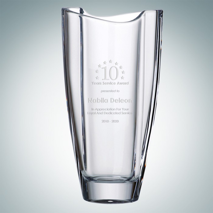 Acrylic Lucite Crystalite Smile Vase Service Award