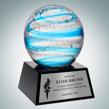 Art Glass Blue Jupiter w/Silver