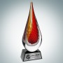 Art Glass Red Orange Narrow Silv