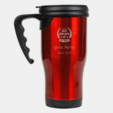 Red Stainless Steel Travel Mug with Handle 14oz