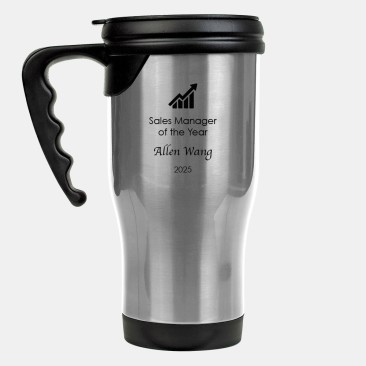 Silver Stainless Steel Travel Mug with Handle 14oz