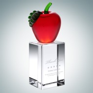 Red Apple on Column Crystal Base 