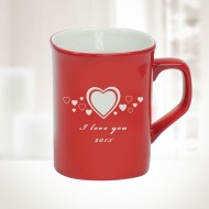 Red Ceramic Round Corner Mug, 10oz 