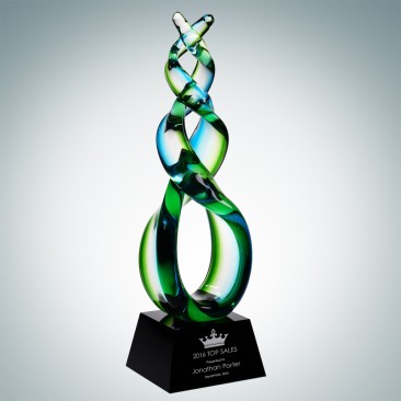 Art Glass Green Double Helix Awa