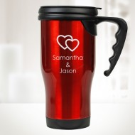 Red Stainless Steel Travel Mug with Handle 14oz