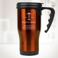 Orange Stainless Steel Travel Mug with Handle 14oz