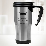Silver Stainless Steel Travel Mug with Handle 14oz