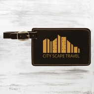 Black/Gold Leatherette Luggage Tag