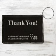 Black/Silver Leatherette Keychain ID Holder