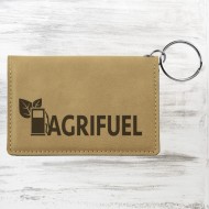 Light Brown Leatherette Keychain ID Holder