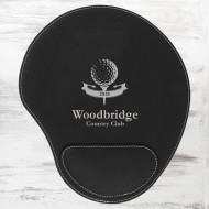 Black/Silver Leatherette Mouse Pad