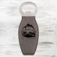 Gray Leatherette Bottle Opener with Magnet