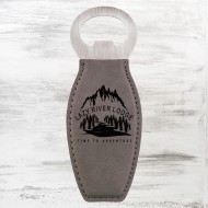 Gray Leatherette Bottle Opener with Magnet