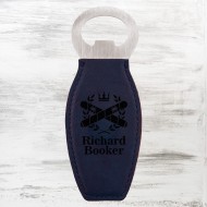 Blue Leatherette Bottle Opener with Magnet