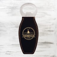 Black/Gold Leatherette Bottle Opener with Magnet