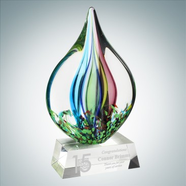 Art Glass Coral Award with Clear