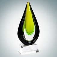 Art Glass Goldfinch Award with Clear Base