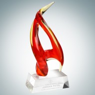 Art Glass Inferno Award with Clear Base