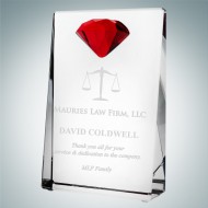 Vertical Rectangle Plaque with Red Diamond Accent 