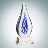 Art Glass  Ocean River Award with Clear Base 