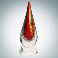 Art Glass Red Orange Narrow Teardrop Award