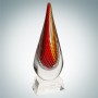 Art Glass Red Orange Narrow Tear