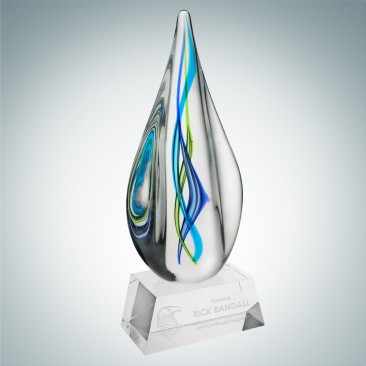 Art Glass Teal Aurora Award with