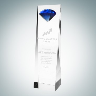 Embedded Blue Diamond Crystal Award