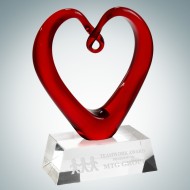 Art Glass The Whole Heart Award with Clear Base