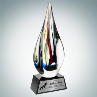 Art Glass Candy Stripes Award with Black Base