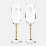 Gold Wedding Champagne Flute Pair 