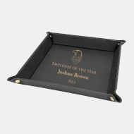 Black/Gold Leatherette Snap Up Tray with Gold Snaps