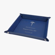 Blue/Silver Leatherette Snap Up Tray with Silver Snaps