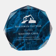 Blue Marble Octagon Acrylic Award 