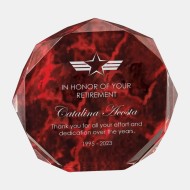 Red Marble Octagon Acrylic Award 