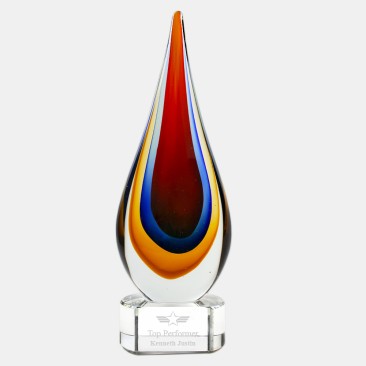 Art Glass Red Teardrop Award