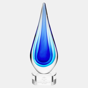 Art Glass Blue Teardrop Award