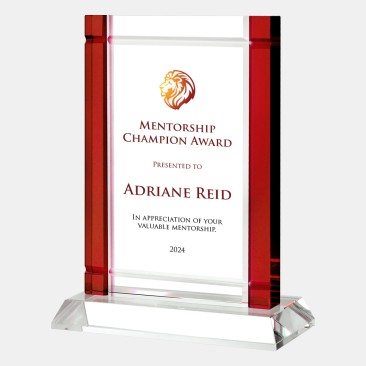 Color Imprinted Classic Red Deco Award (Crystal Base)