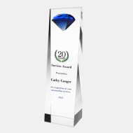 Color Imprinted Embedded Blue Diamond Crystal Award