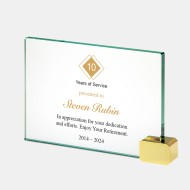 Color Imprinted Jade Achievement Award with Brass Rectangle