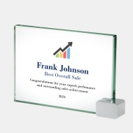Color Imprinted Jade Achievement Award with Chrome Rectangle
