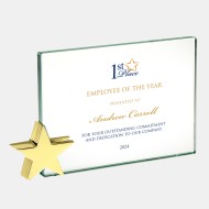 Color Imprinted Jade Achievement Award with Brass Star