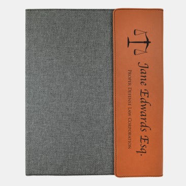 Rawhide Leatherette Gray Canvas Portfolio with Notepad
