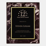 Black/Gold Plate on Horiz./Verti. Burgundy Marble Plaque