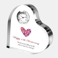 Color Imprinted Acrylic Heart Keepsake Clock
