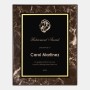Black/Gold Plate on Gloss Horiz./Verti. Brown Marble Wood Plaque