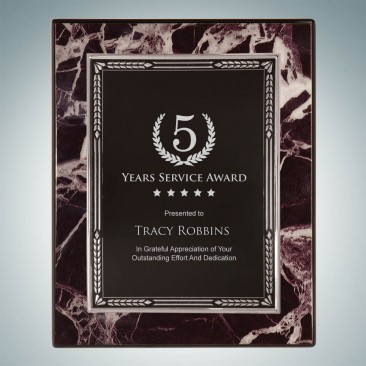 Burgundy Marble Plaque - Silver